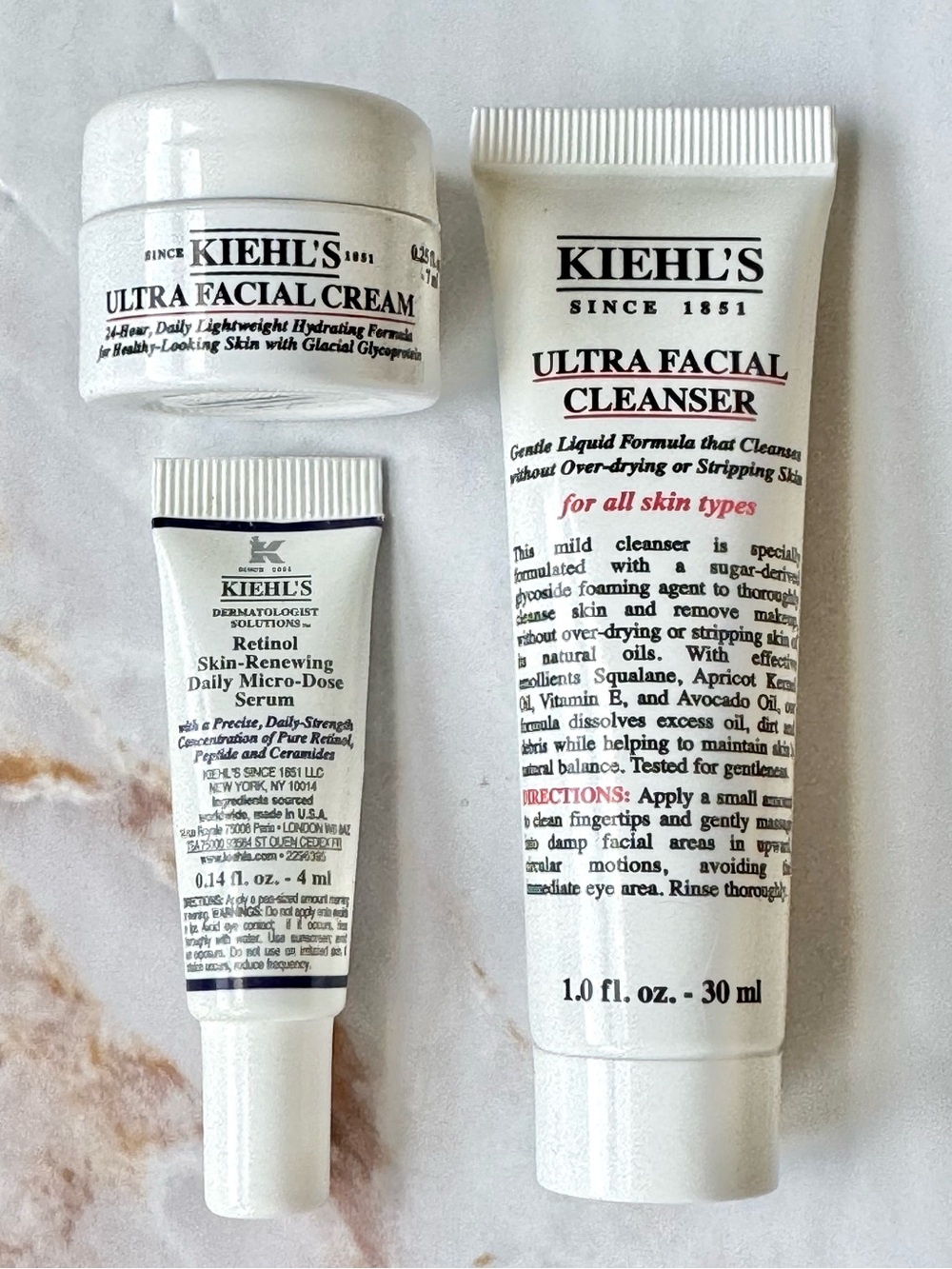 Kiehl's Ultra Facial Cream & Cleanser, Retinol Daily Micro-Dose Serum Travel Set